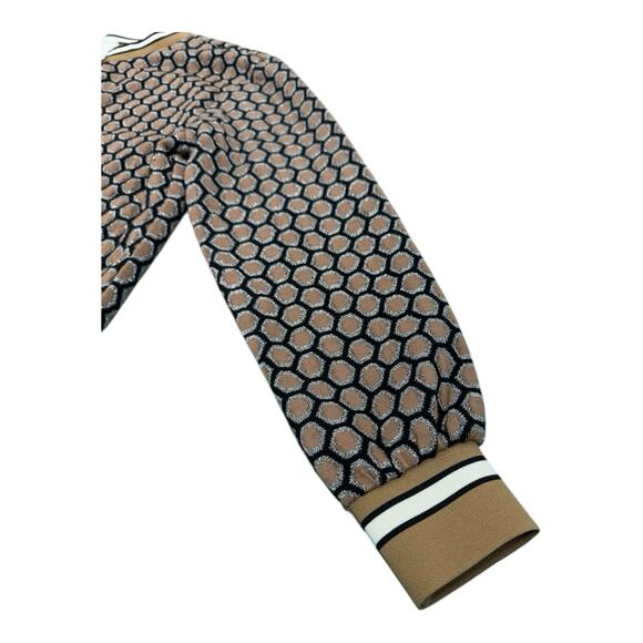 H&M X GP&J Baker Women's XS Brown Black Gold Metallic Honeycomb LS Shirt - Picture 6 of 8